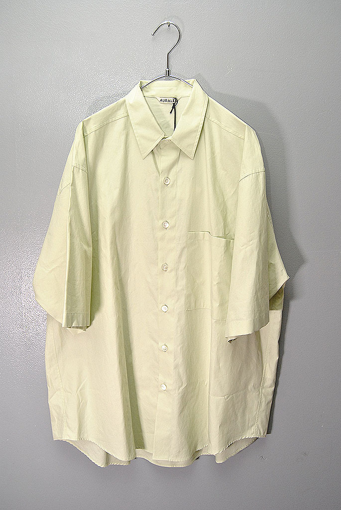 AURALEE WASHED FINX TWILL BIG HALF SLEEVED SHIRT オーラリー ウォッシュ ツイル ビッグ ハーフスリーブ シャツ 25ss ライトグリーン 5拍卖