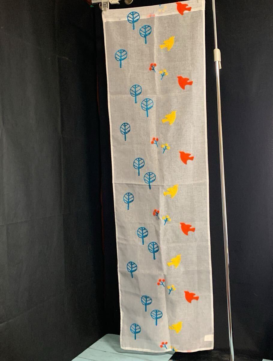 カーテン 刺繍セパレートカーテン 43×150㎝ 鳥 木 昭和レトロ 団扇 うちわ 刺繍 (A-2859)拍卖