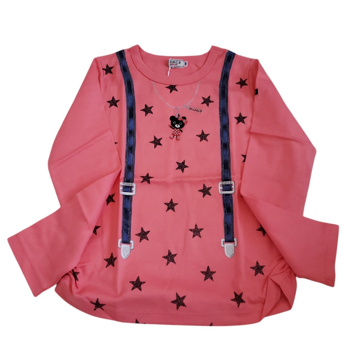 ☆タグ付き☆ダブルBガールズのだまし絵サスペンダーTシャツ(130cm)拍卖