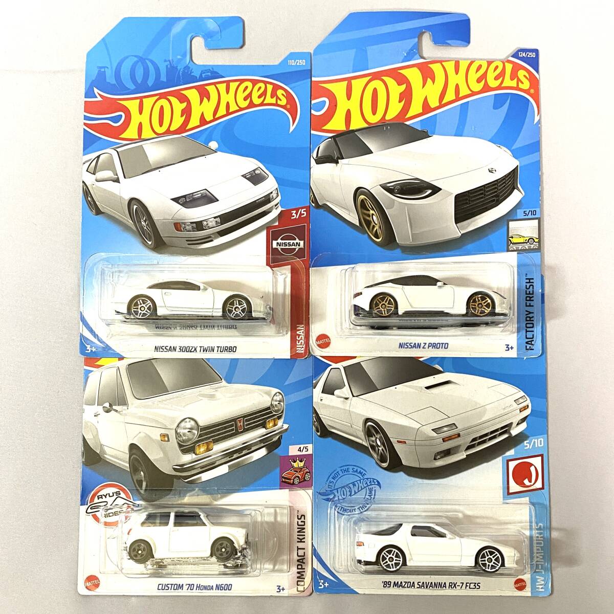 1/64 Hotwheels 4台セット ★ RX-7 FC3S ★ HONDA N600 ★ 300ZX ★ NISSAN Z ★ ホワイト フェアレディZ拍卖