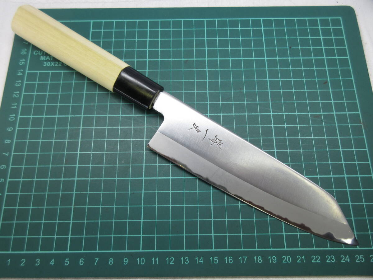 磨き&研ぎ 堺一次 和三徳包丁17cm 両刃拍卖