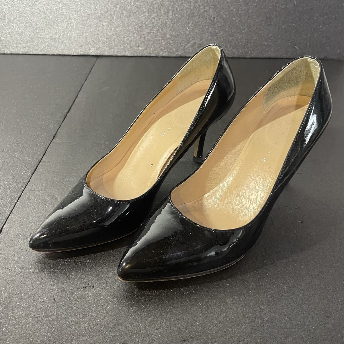 ESTNATION ピンヒール パンプス ブラック エナメル拍卖