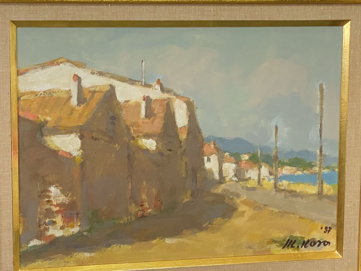 真作 油彩画 油絵 野呂正男 風景画 F4号 秋田県 額縁 額装 インテリア拍卖