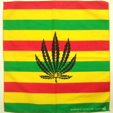 横浜最新 マリファナ ラスタカラーRasta fari☆魅惑のバンダナ marijuana メンズレディース 同梱4枚まで送料180円ξ☆Bξ ξBandanaA10拍卖