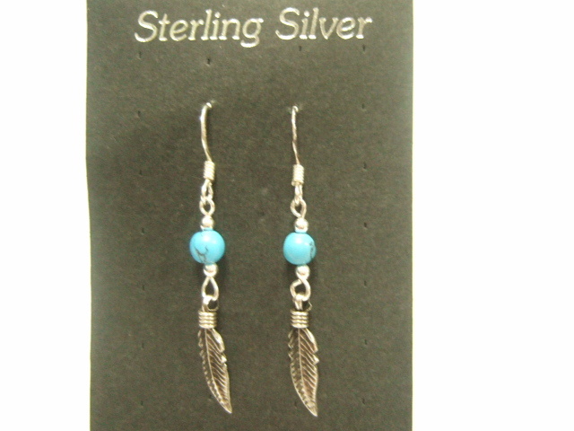 横浜最新 925SILVERピアス羽 左右セット ♪銀フェザー ターコイズ風 送料無料ξgstξ ξ1ξgpiξξs拍卖