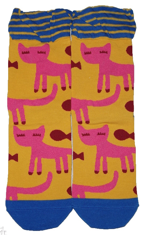 マタノアツコ/ATSUKO MATANO★ワコール★ソックス/靴下★Mサイズ(22~24cm)★まつげ ネコ 柄★オレンジxピンクx青/BU★俣野温子★日本製拍卖