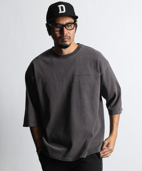 The DUFFER of ST.GEORGE 2022SS ECO FRIENDRY DYEING 3Q SLEEVE TEE:7分袖 オーバーサイズ シンプルTシャツ チャコールグレー XL 美品拍卖