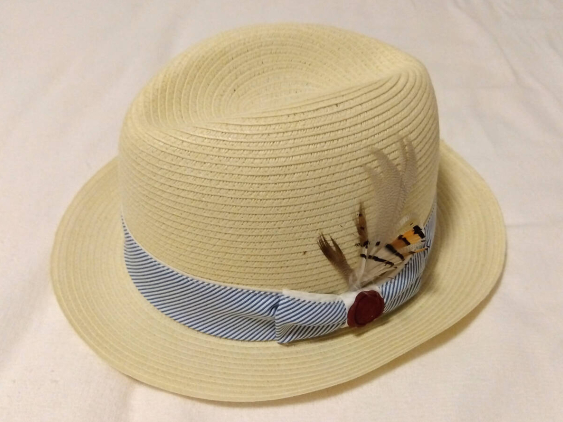 ★訳あり美品★FAR EAST STAT(アイボリー)★麦わら帽子ストローハット麦藁帽子 中折れハット中折れ帽 パナマ帽子パナマハット★拍卖