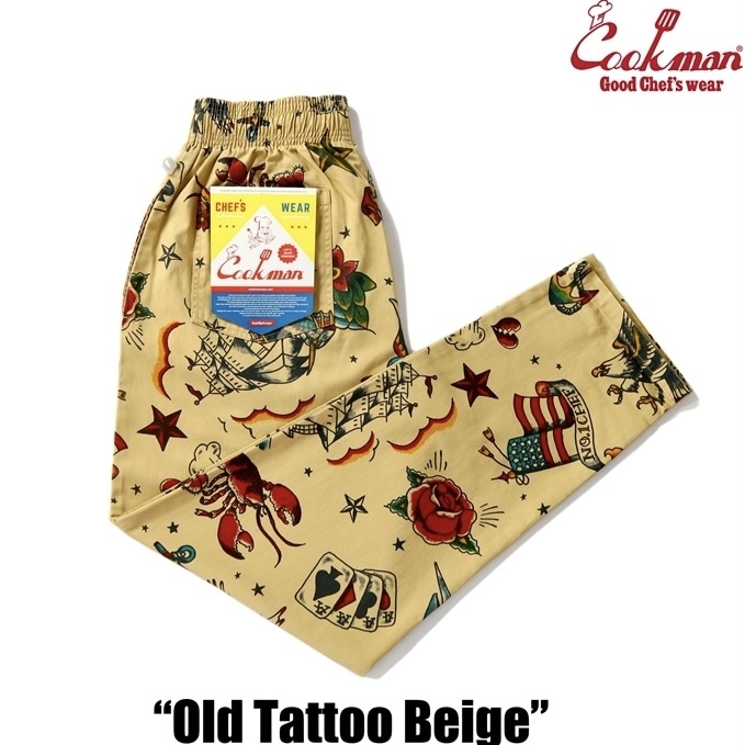 Lサイズ COOKMAN シェフパンツ Old Tattoo Beige オールドタトゥー ベージュ クックマン Chef Pants拍卖