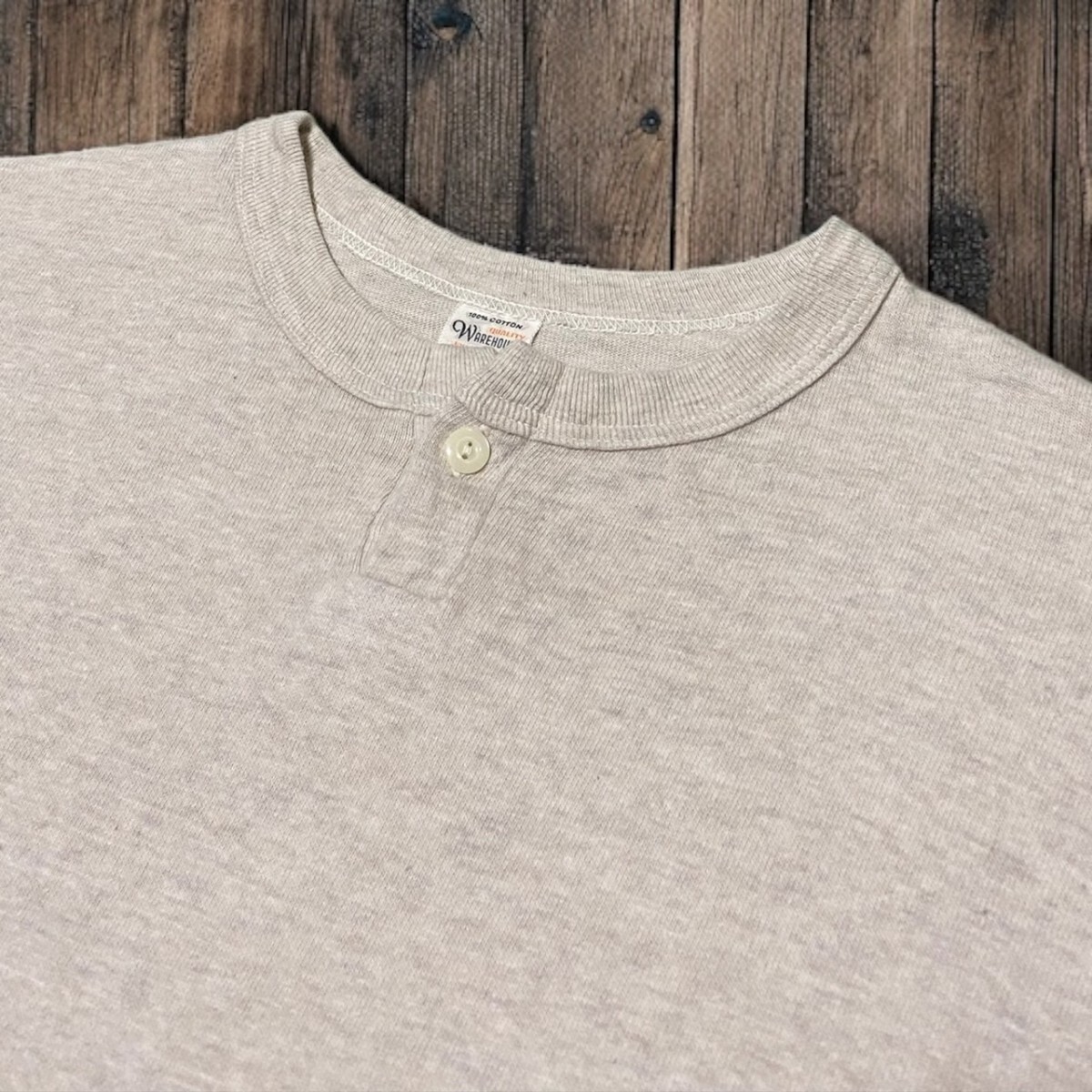 Warehouse ウェアハウス 1ボタン ヘンリーネック 半袖Tシャツ★XLサイズ オートミール★拍卖