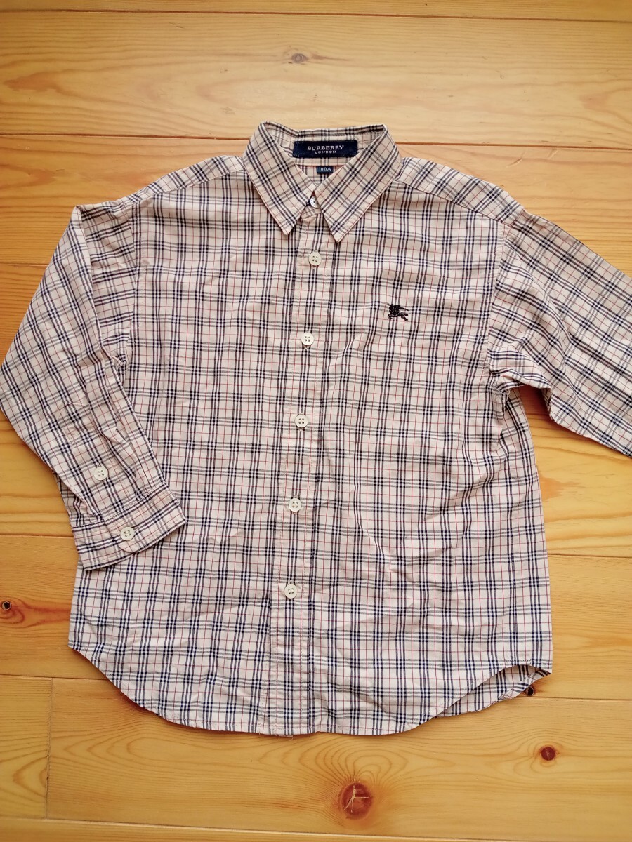状態良★バーバリーロンドン【100cm】長袖ノバチェック柄シャツ/ブラウス★シャツスーツフォーマルTシャツカットソー拍卖