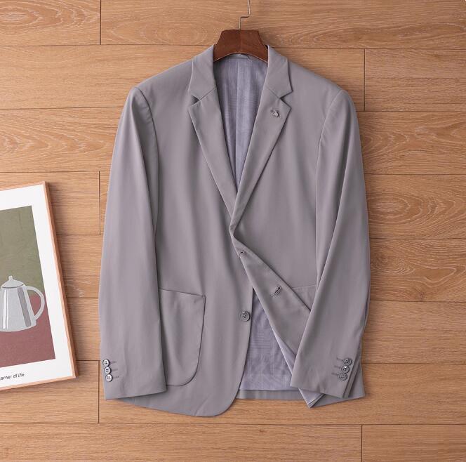 大人気灰 新品 涼感 テンセル メッシュ サマー ブレザー メンズ ストレッチ 薄 UVカット テーラードジャケット 吸湿通気 細身 春夏拍卖