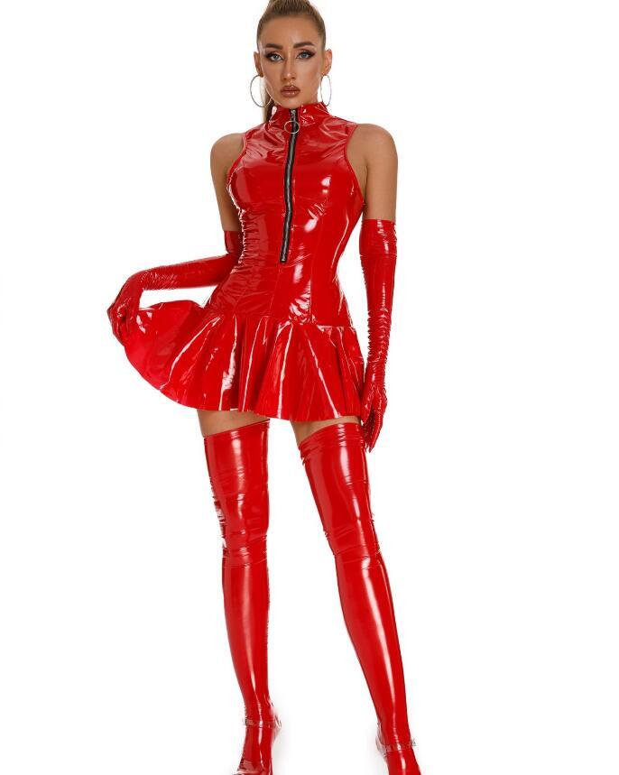 人気品新品ワンピース ladies レディース 魅惑 Style セクシー 綺麗 素敵 美ライン 合皮 レッド拍卖