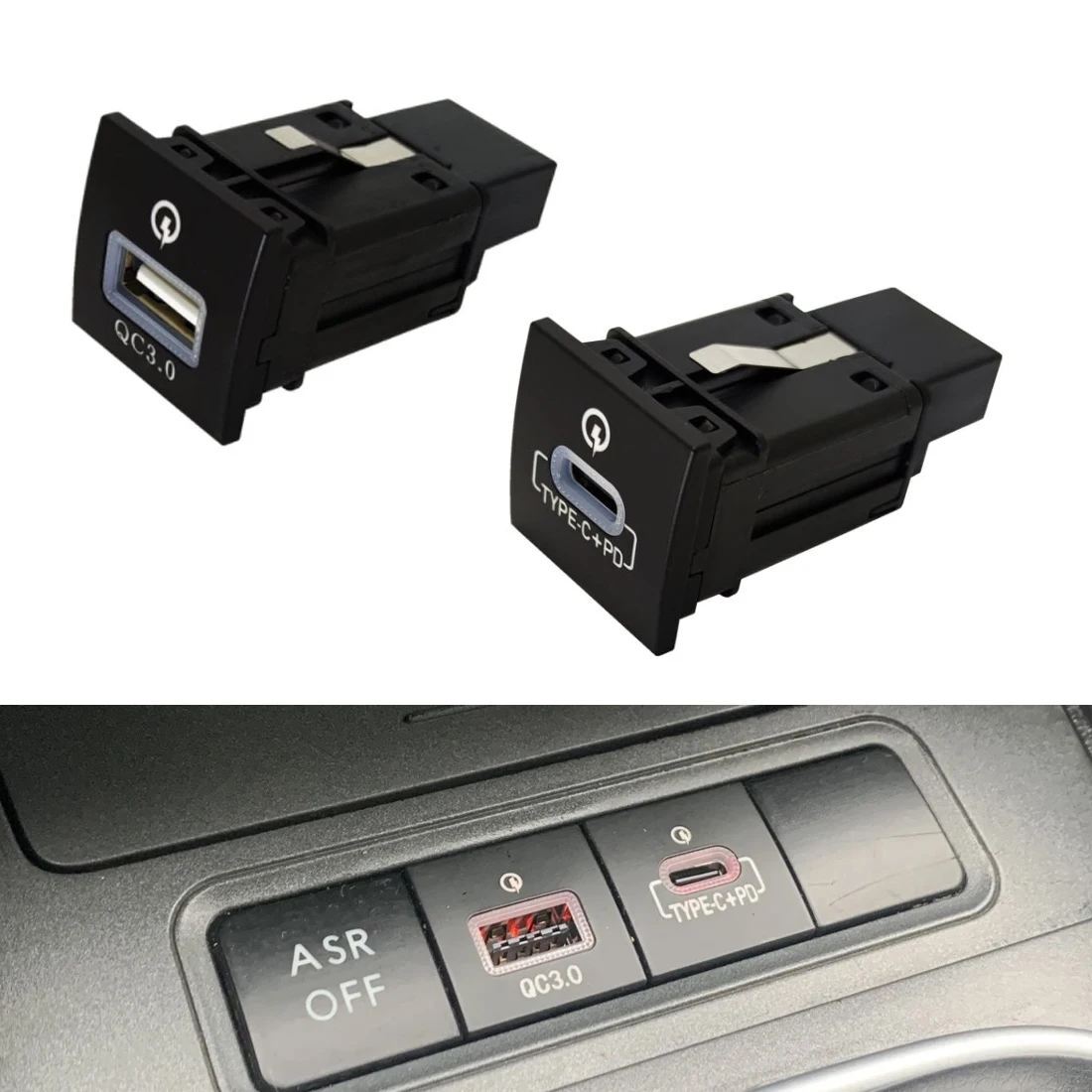 VW ゴルフ 6 ジェッタ 5 MK5 シロッコ 06-12 QC3.0 タイプ C PD USB クイック チャージャーソケット非破壊交換ハーネス 12 V/24拍卖