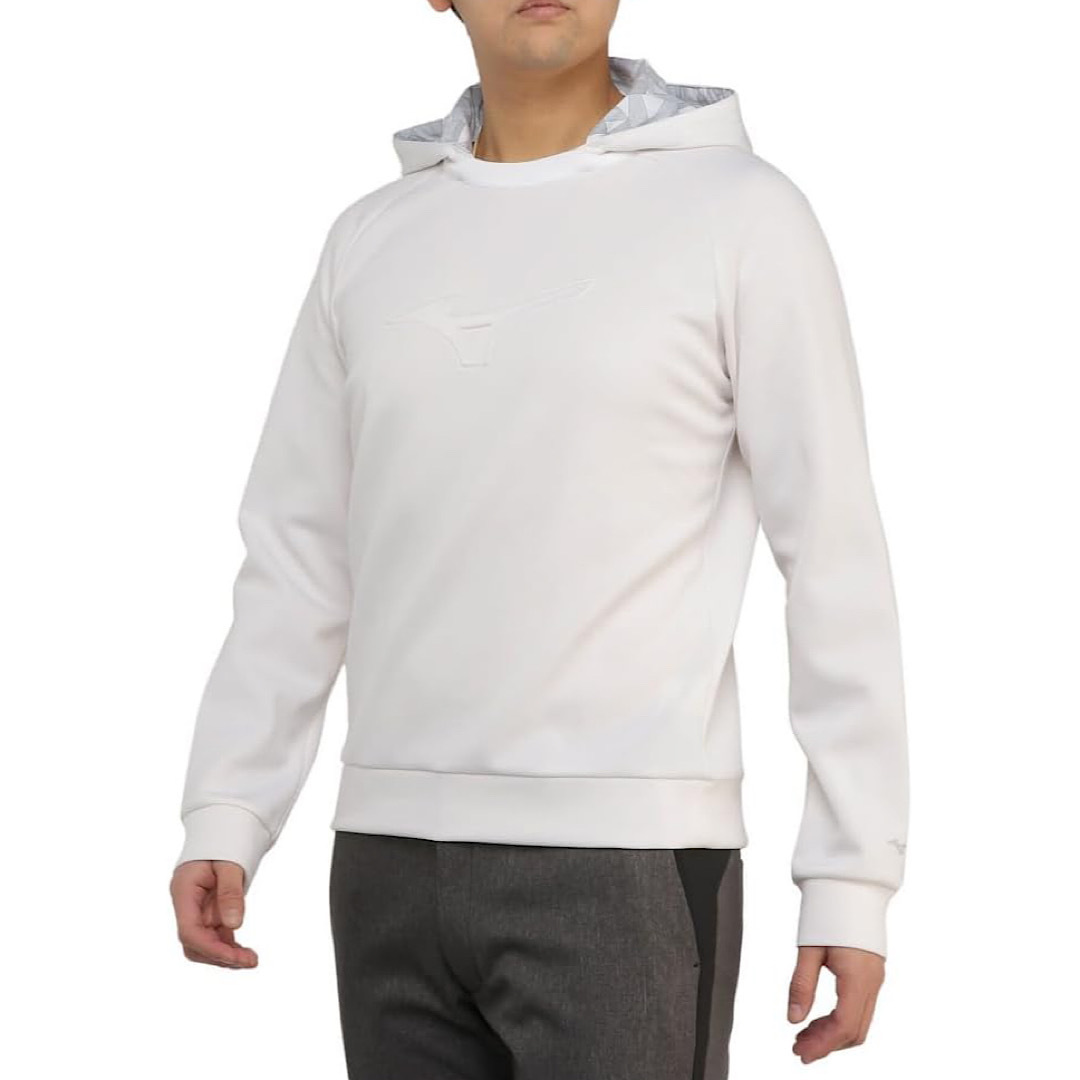 【新品】ミズノ ゴルフ パーカー 2XLサイズ 白 ホワイト ブレスサーモ 発熱機能 E2MCA50401 税込15,400円 フード取り外し可能拍卖