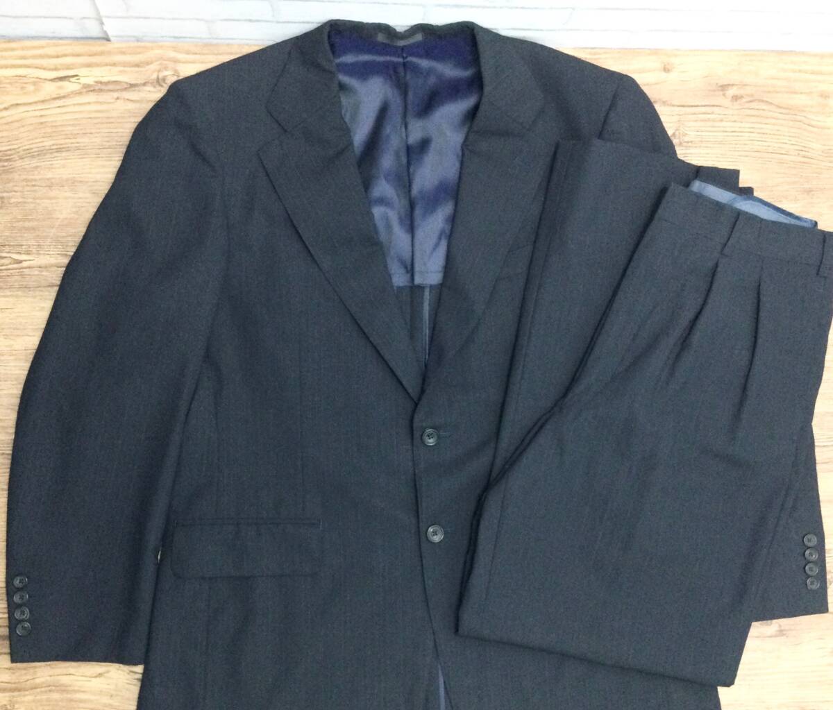 7352 Burberrys バーバリーズ スーツ セットアップ ストライプ ネイビー 羊毛 三陽商会 BBD51-219-29 日本製 名前刺繍あり メンズ拍卖