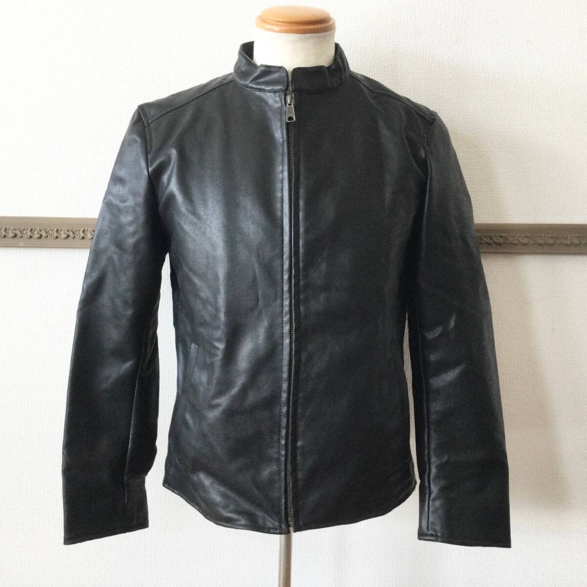 8318 nano universe ナノユニバース NUC21BLS204TY シングルライダースジャケット Sサイズ フェイクレザー ブラック 合成皮革拍卖