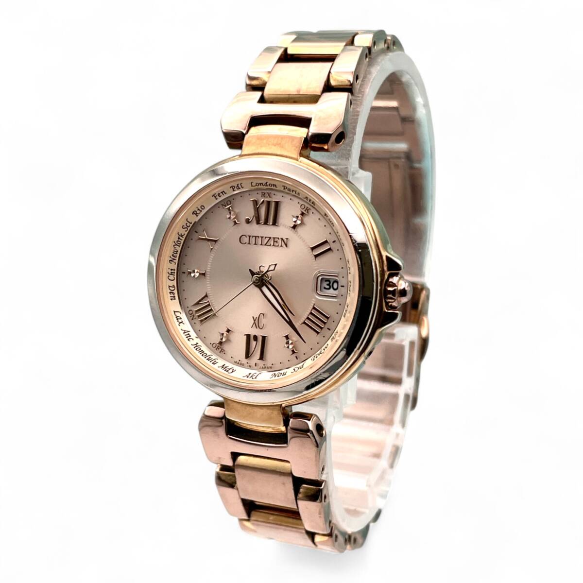 美品 ■ 稼働 CITIZEN シチズン XC クロスシー H240-T020291 電波ソーラー レディース 腕時計 文字盤 ビジネス カジュアル 4588-18-76拍卖