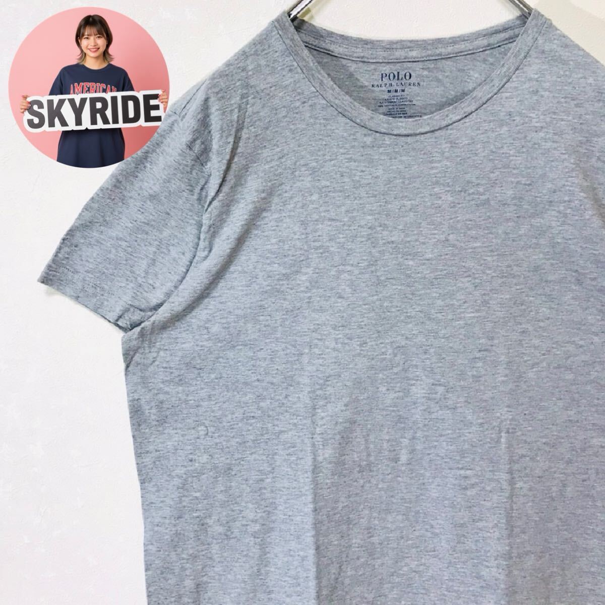 POLO RALPH LAUREN ポロラルフローレン 10s メンズ Tシャツ グレー M ワンポイント ポニー刺繍ロゴ 定番 古着 #TT0268拍卖
