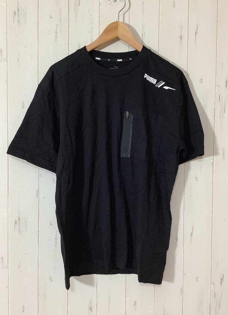 も1644 PUMA プーマ 半袖Tシャツ M ブラック ロゴプリント 拍卖