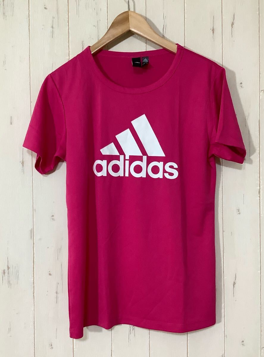 る1669 adidas アディダス メッシュ半袖Tシャツ OT レディース ピンク系 ドライ 速乾 拍卖