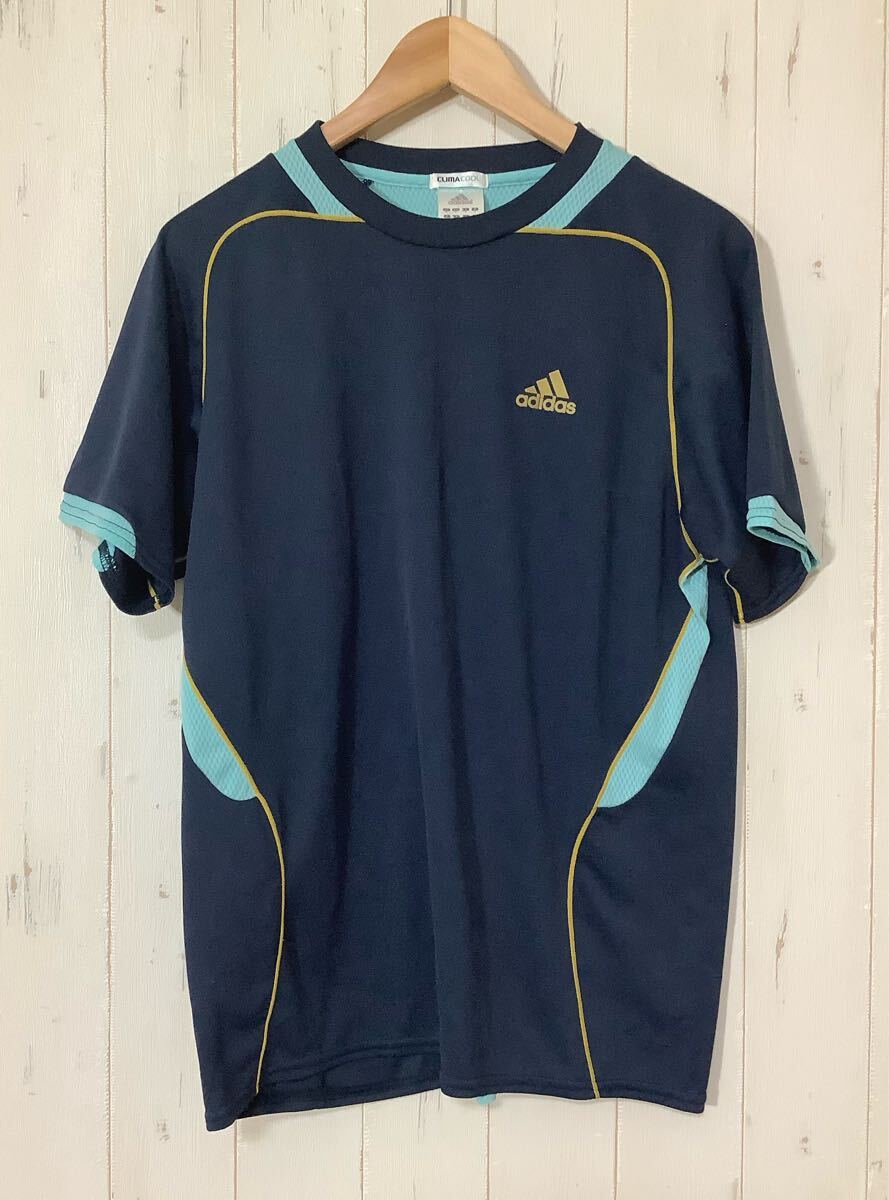 ら1655 adidas アディダス メッシュ半袖Tシャツ M ネイビー CLIMACOOL ドライ 速乾 拍卖