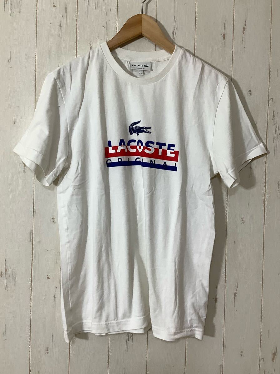 め1692 LACOSTE ラコステ 半袖Tシャツ S ホワイト レギュラーフィット 拍卖