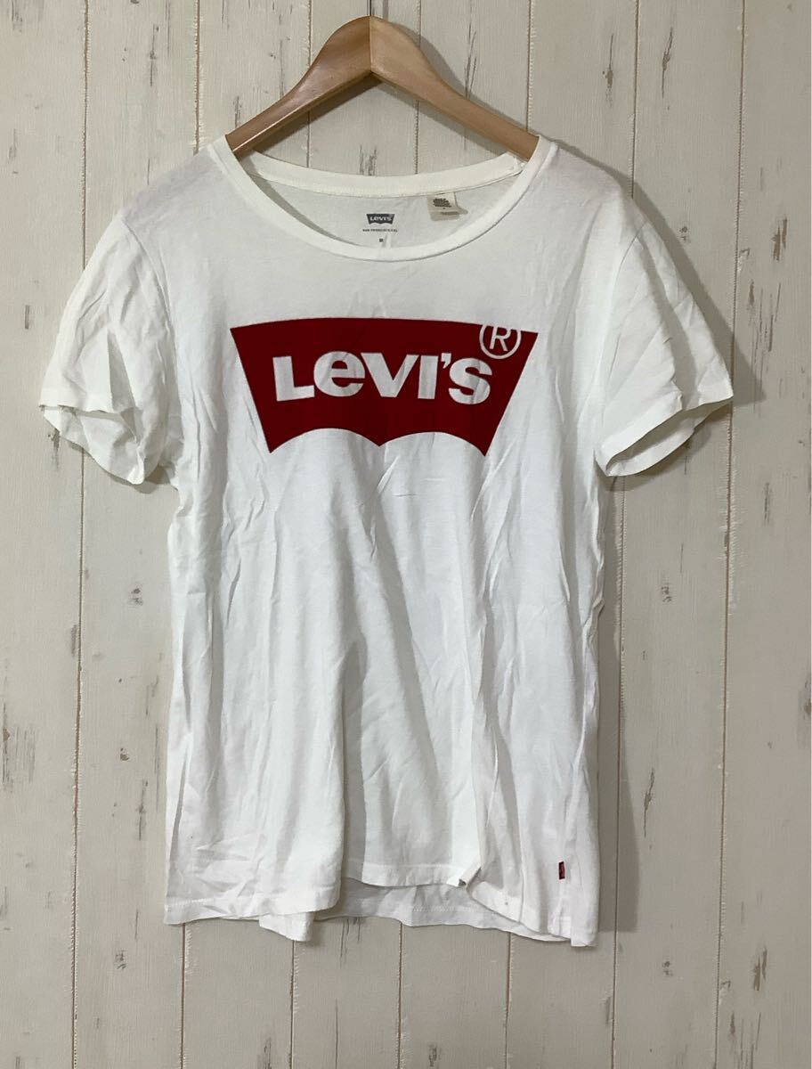 る1657 Levi's リーバイス 半袖Tシャツ M ホワイト ビッグロゴプリント 拍卖