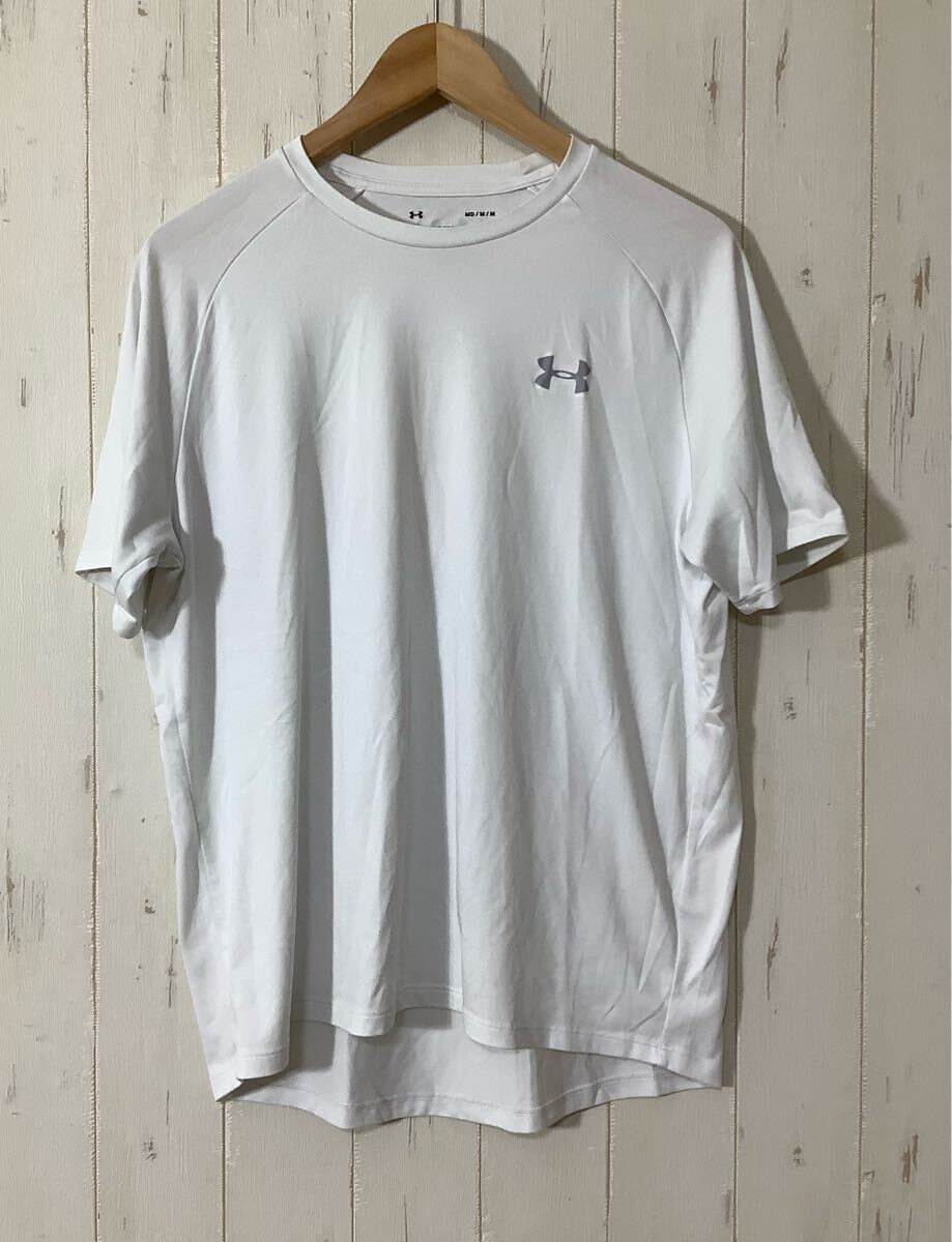 も1647 UNDER ARMOUR アンダーアーマー メッシュ半袖Tシャツ MD ホワイト ドライ 速乾 ロゴプリント拍卖