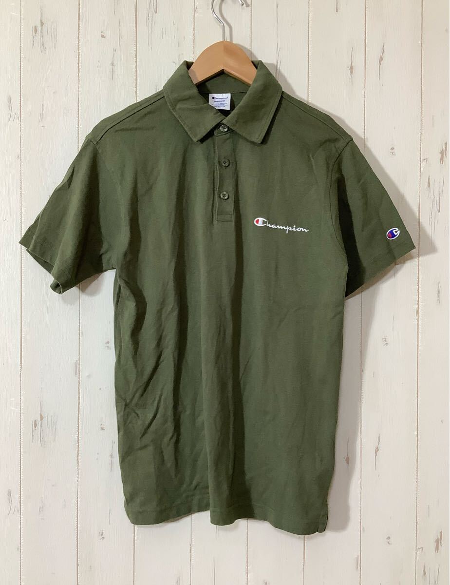 も1611 Champion チャンピオン 半袖ポロシャツ M オリーブ拍卖