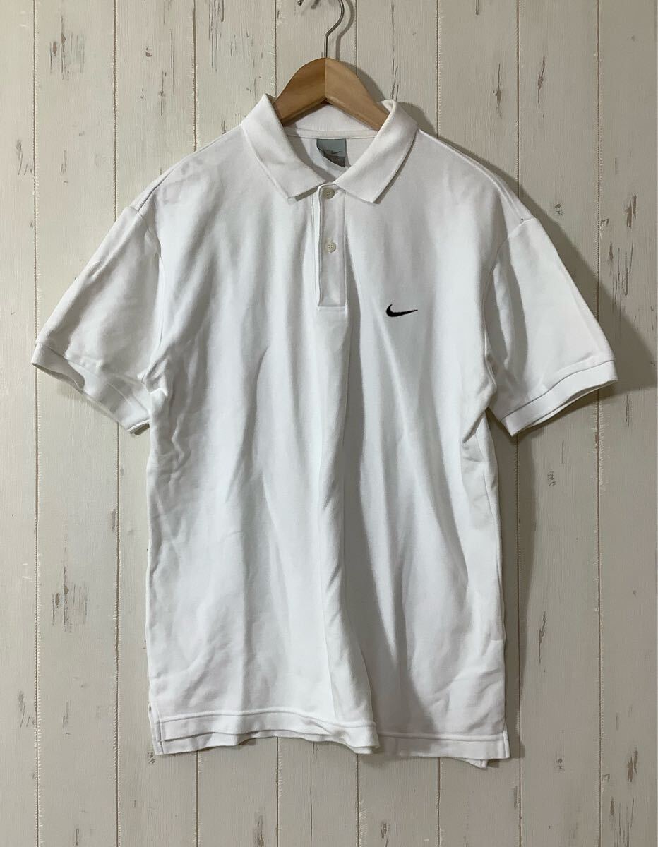 め1687 NIKE ナイキ 半袖ポロシャツ L ホワイト ロゴ刺繍 拍卖