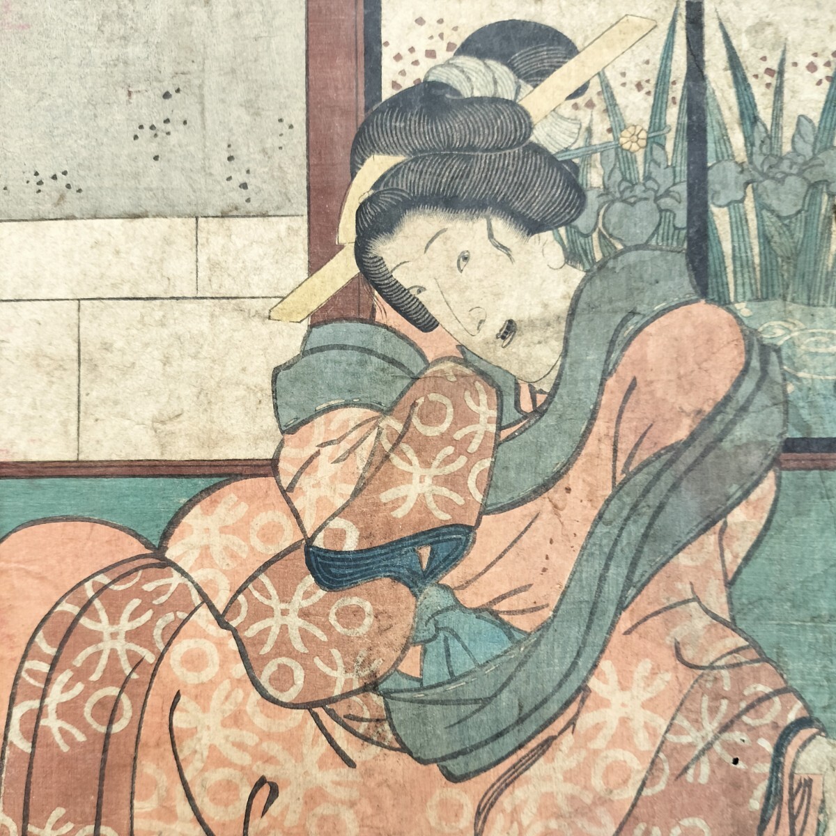 江戸期/真作 歌川豊国「山名屋浦里」本物浮世絵木版画 歌舞伎絵 役者絵 芝居絵 錦絵 大判 裏打ち拍卖