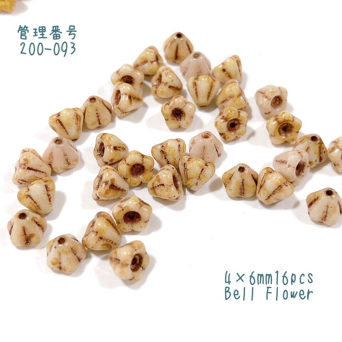 ベルフラワー4×6mm16個 チェコビーズ 200-093拍卖
