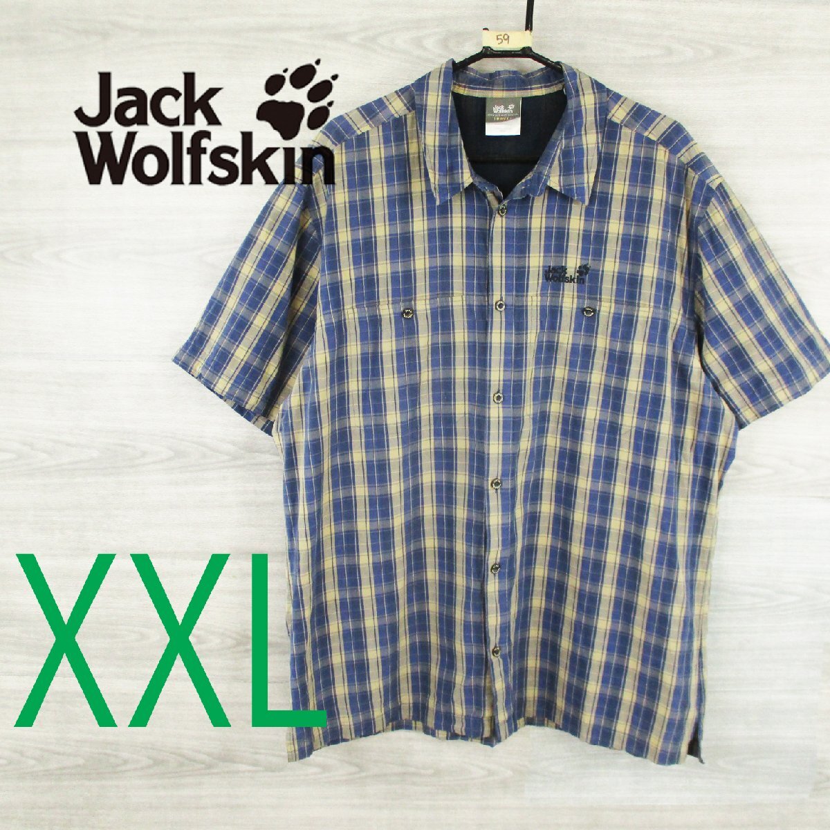 Jack Wolfskin●ジャックウルフスキン<ビッグサイズ・アウトドアチェックシャツ>M0059y拍卖