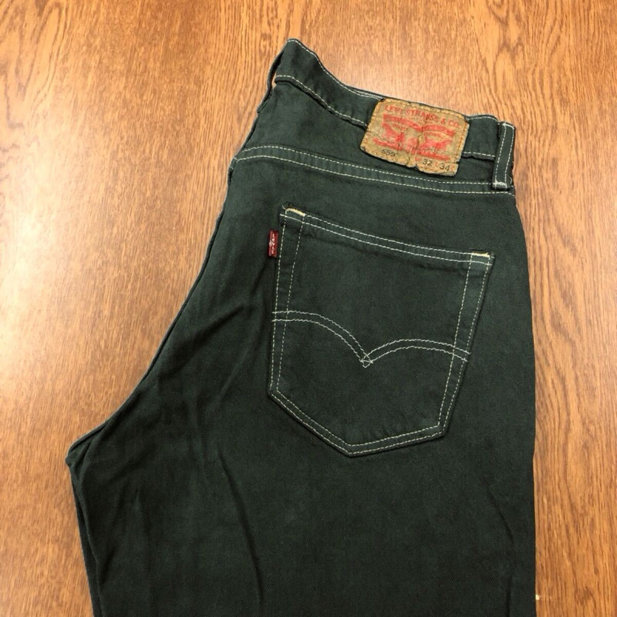 【GH130】Levi's 559 W32 L34 後染め 製品染め グリーン ジーンズ デニムパンツ ストレッチ生地 DYE ブランド古着 リーバイス559 送料無料拍卖