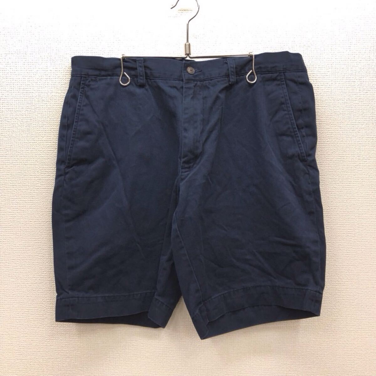 【GH197】POLO RALPH LAUREN W34 チノハーフパンツ ネイビー メンズブランド古着 ポロ ラルフローレン ショートパンツ 送料無料拍卖