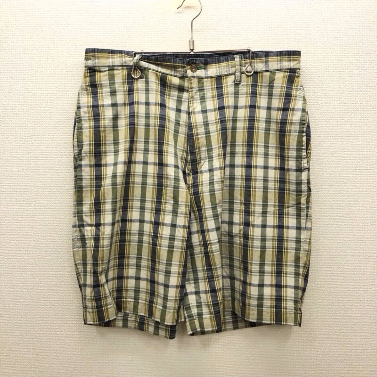 【GH221】TOMMY HILFIGER W33 チェック柄ハーフパンツ カーキ 薄地 メンズブランド古着 トミーヒルフィガー ショートパンツ 送料無料拍卖