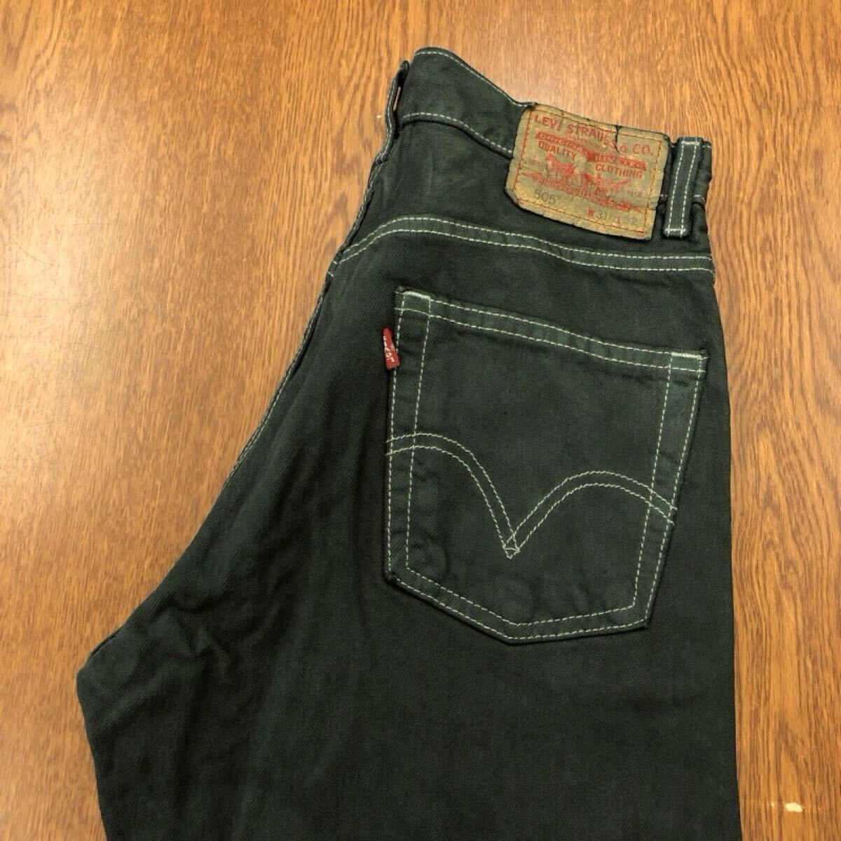 【GH249】Levi's 505 W31 L32 後染め 製品染め グリーン ジーンズ ジーパン デニムパンツ DYEパンツ ブランド古着 リーバイス505 送料無料拍卖