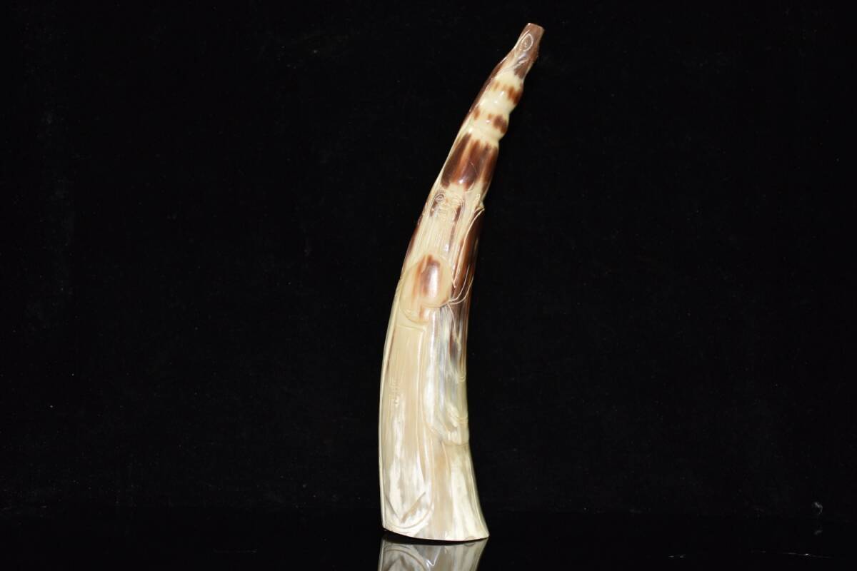 【超珍館蔵】角材細密彫 寿星 置物 賞物 古賞物 古董品 古美術品 時代物 旧家蔵出 稀少珍蔵品拍卖