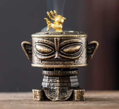 三星堆合金香炉檀香鵞梨帳中香茶道創意香炉室内用禅の置物です拍卖