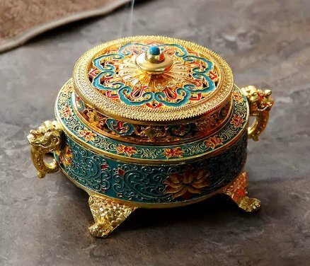 合金香炉檀香薫香炉八宝八吉祥香炉居室仏具茶道置物大琺瑯拍卖