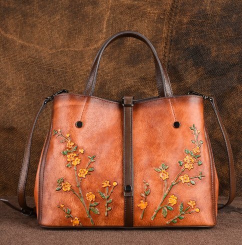 本革レディースハンドバッグ復古拭色オリジナルトートバッグ女性高級感大容量拍卖