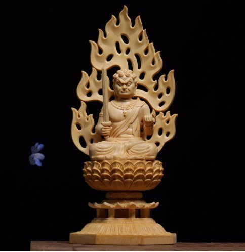 黄楊檜木彫不動明王干支の守り神仏像置物本命人物家内供養菩薩拍卖