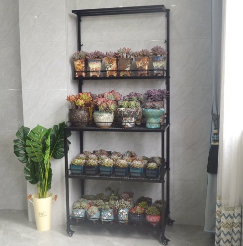 室内のバルコニーの多肉の植木棚は光を補充することができます多層の日本式の塊根の植物の棚盆栽の植木鉢の棚拍卖