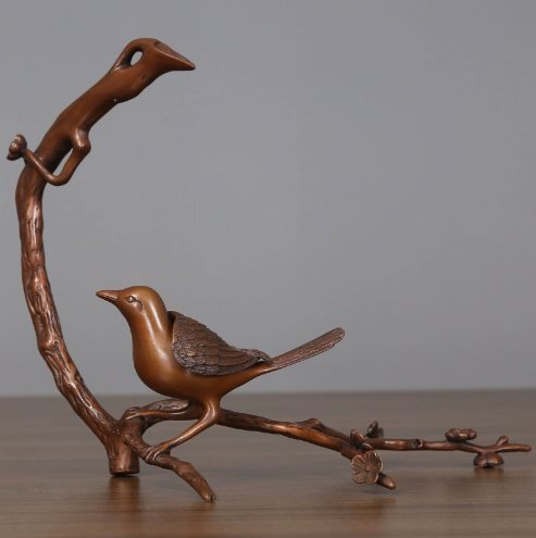 紫銅カササギ置物応接間事務室家庭工芸品です拍卖