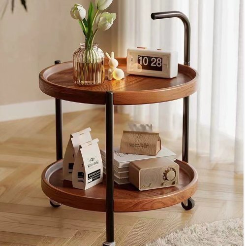 二層移働可能なお茶の寝室ベッドサイドの物の棚シンプルな車輪付きお茶の台の数ソファのサイドボード家庭用の小さなサイドボード拍卖