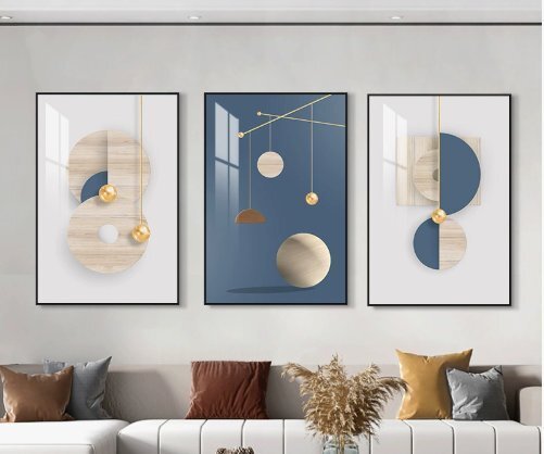 北欧の居間の装飾の絵三連ソファの背景の壁の掛け絵現代のシンプルな大気のレストランの壁画寝室の壁の絵です拍卖