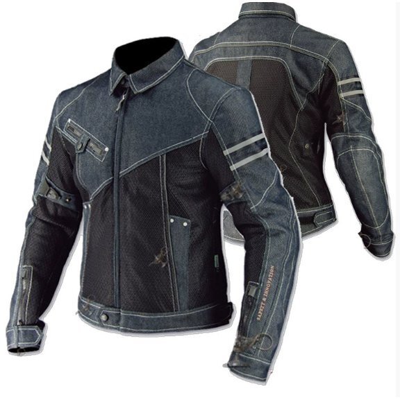 夏の通気性のある新型のオートバイのレース布のサイクリストのデニム上着拍卖