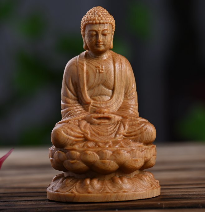崖柏念珠浄瓶観音無垢材彫刻家室内古典客間菩薩仏像木製置物ギフト手作りです拍卖