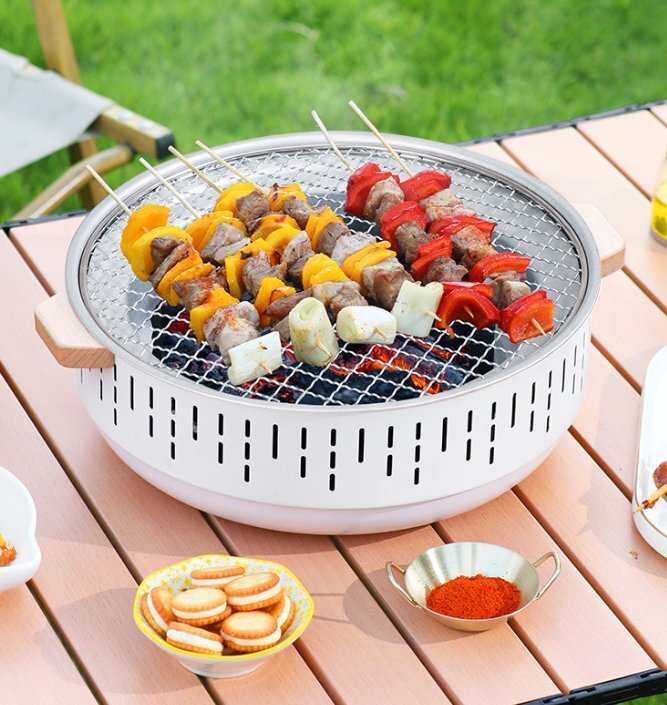 戸外焼炉庭炭火焼台携帯囲炉裏煮茶のセット家庭用室内無煙焼肉七輪拍卖